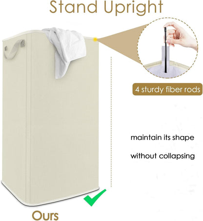 Extra Large Laundry Hamper, Folding 100L Laundry Basket, Beige