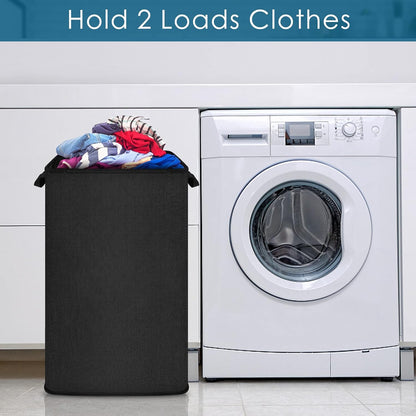Extra Large Laundry Hamper, Folding 100L Laundry Basket, Beige