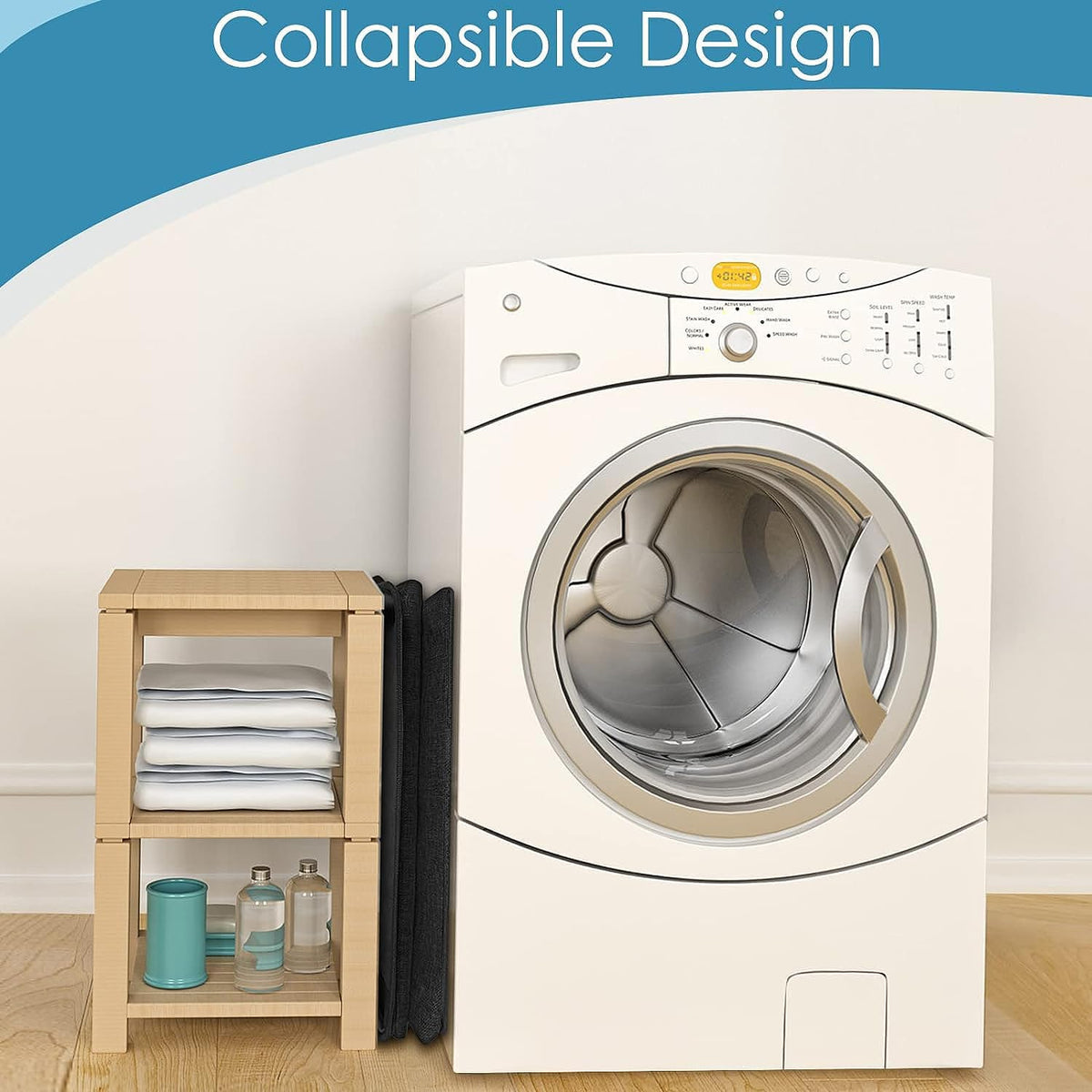 Extra Large Laundry Hamper, Folding 100L Laundry Basket, Beige
