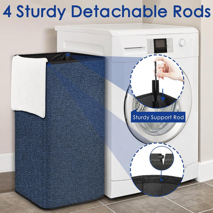 Extra Large Laundry Hamper, Folding 100L Laundry Basket, Beige