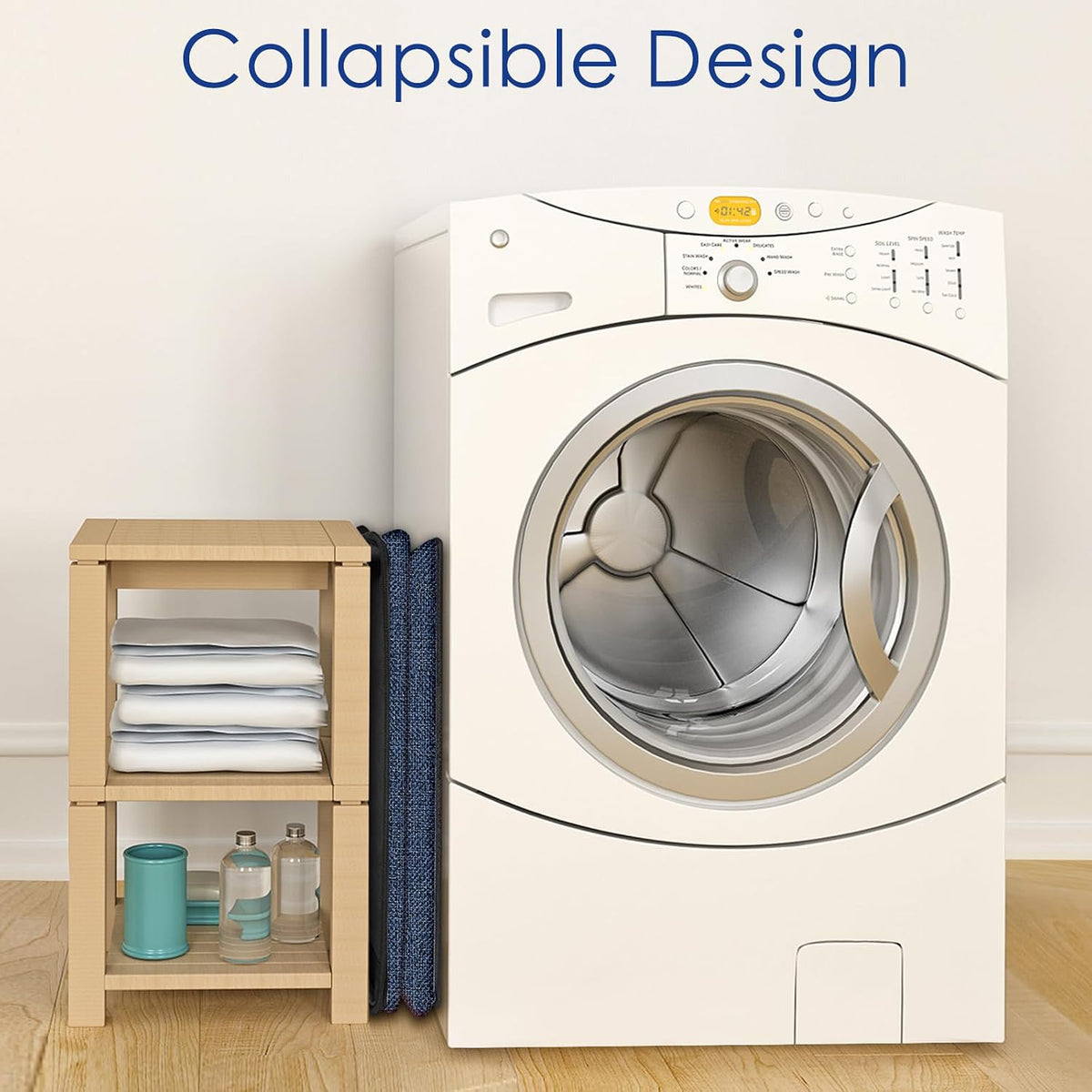 Extra Large Laundry Hamper, Folding 100L Laundry Basket, Beige