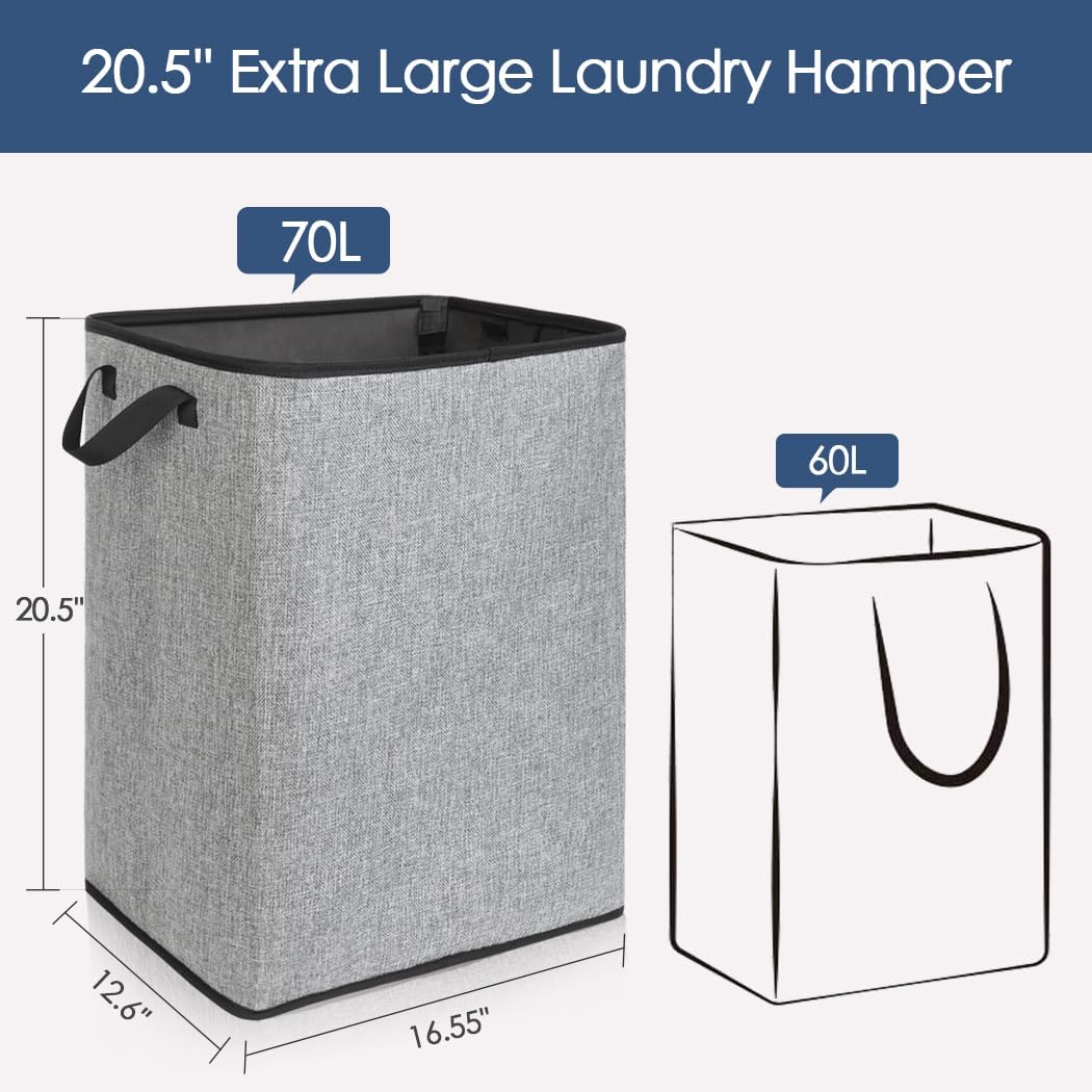 Extra Large Laundry Hamper, Folding 100L Laundry Basket, Beige