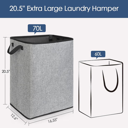 Extra Large Laundry Hamper, Folding 100L Laundry Basket, Beige