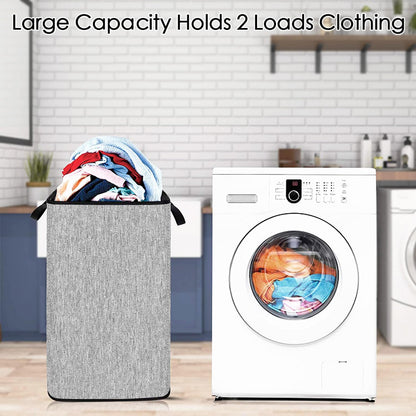 Extra Large Laundry Hamper, Folding 100L Laundry Basket, Beige