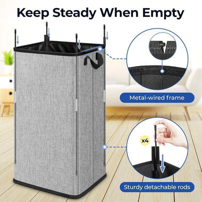 Extra Large Laundry Hamper, Folding 100L Laundry Basket, Beige