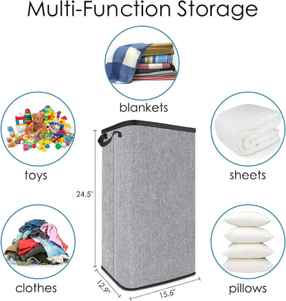 Extra Large Laundry Hamper, Folding 100L Laundry Basket, Beige