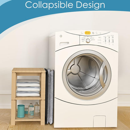 Extra Large Laundry Hamper, Folding 100L Laundry Basket, Beige