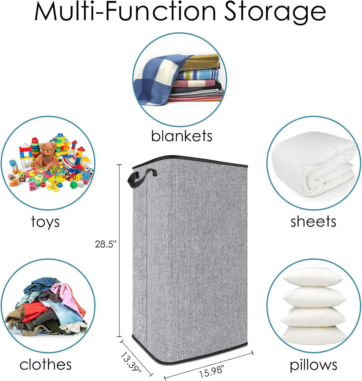 Extra Large Laundry Hamper, Folding 100L Laundry Basket, Beige
