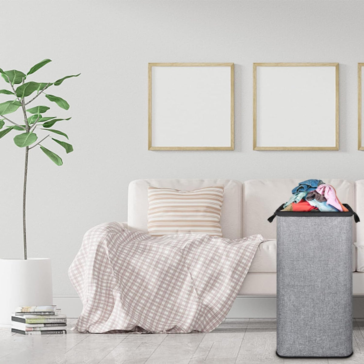 Extra Large Laundry Hamper, Folding 100L Laundry Basket, Beige