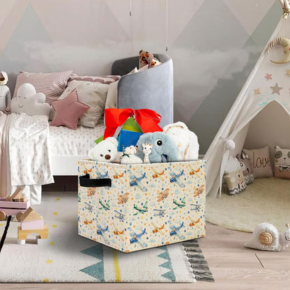 Airplane Nursery Storage Bins, Stars and Cloud Sky Planes Collapsible Storage Basket Organizer for Kids Room Nursery Bedroom Bathroom Clothes Toys Books, Toybox for Boys