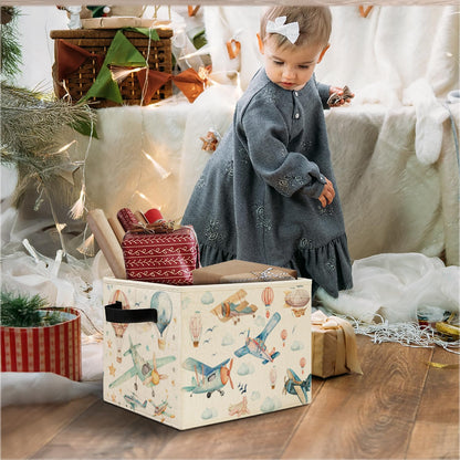 Airplane Nursery Storage Bins, Stars and Cloud Sky Planes Collapsible Storage Basket Organizer for Kids Room Nursery Bedroom Bathroom Clothes Toys Books, Toybox for Boys