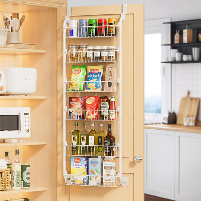 Over the Door Pantry Organizer, 6-Tier Metal Pantry Door Organization and Storage, Hanging Kitchen Basket Spice Rack Seasoning Shelves, Cabinet Door Organizer for Easy Install,D5xW18xH50inch