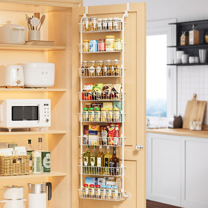 Over the Door Pantry Organizer, 6-Tier Metal Pantry Door Organization and Storage, Hanging Kitchen Basket Spice Rack Seasoning Shelves, Cabinet Door Organizer for Easy Install,D5xW18xH50inch