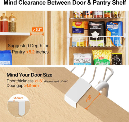 Over the Door Pantry Organizer, 6-Tier Metal Pantry Door Organization and Storage, Hanging Kitchen Basket Spice Rack Seasoning Shelves, Cabinet Door Organizer for Easy Install,D5xW18xH50inch