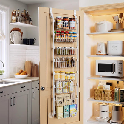 Over the Door Pantry Organizer, 6-Tier Metal Pantry Door Organization and Storage, Hanging Kitchen Basket Spice Rack Seasoning Shelves, Cabinet Door Organizer for Easy Install,D5xW18xH50inch