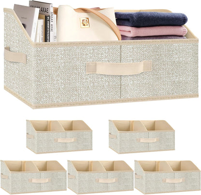 6 Pack Trapezoid Storage Bins,Gray Fabric Shelf Organizers