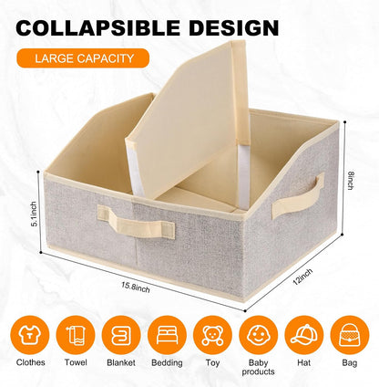 6 Pack Trapezoid Storage Bins,Gray Fabric Shelf Organizers