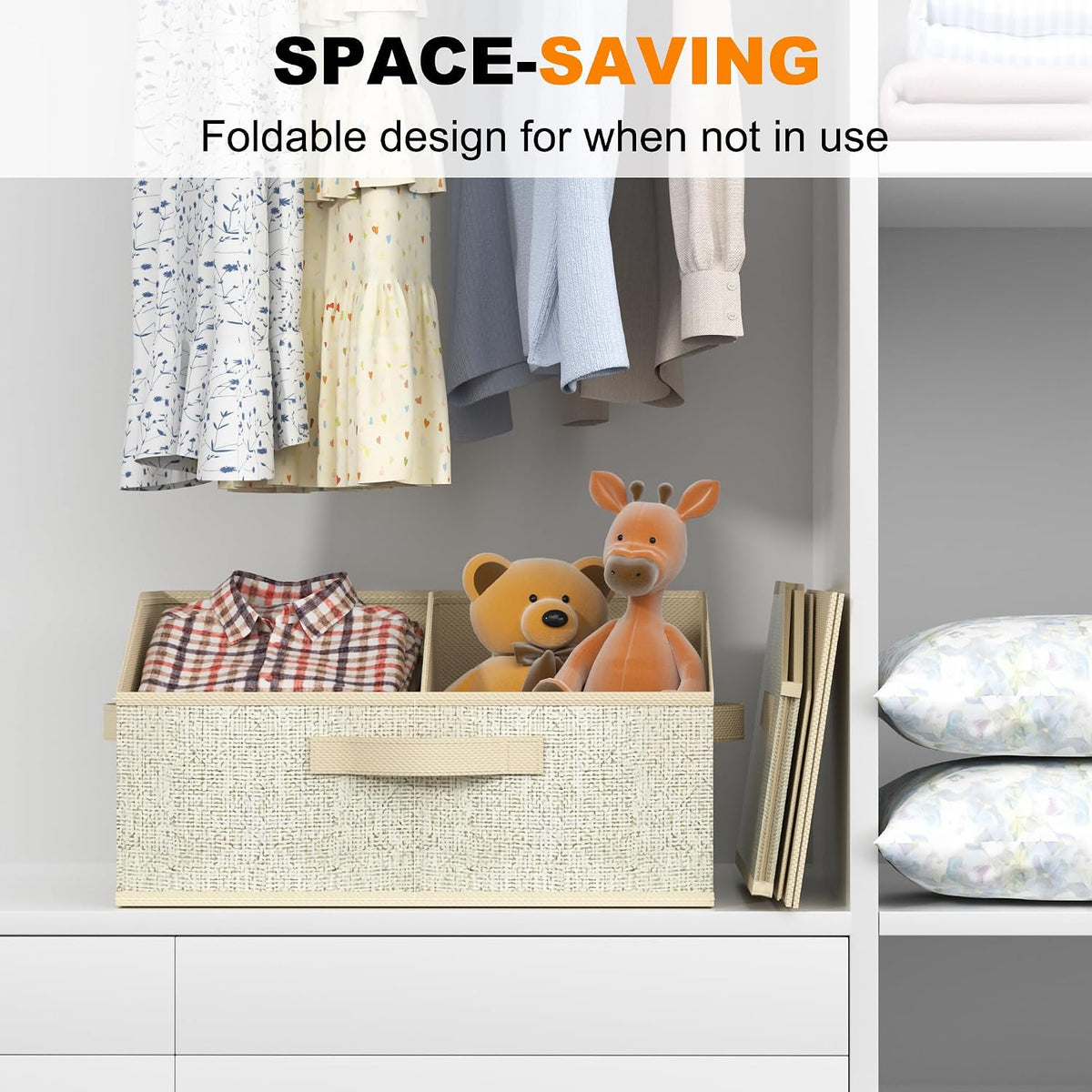 6 Pack Trapezoid Storage Bins,Gray Fabric Shelf Organizers