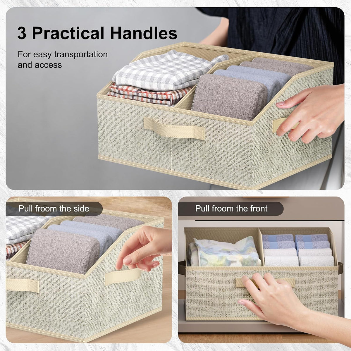 6 Pack Trapezoid Storage Bins,Gray Fabric Shelf Organizers