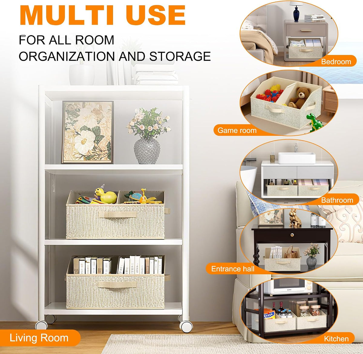 6 Pack Trapezoid Storage Bins,Gray Fabric Shelf Organizers