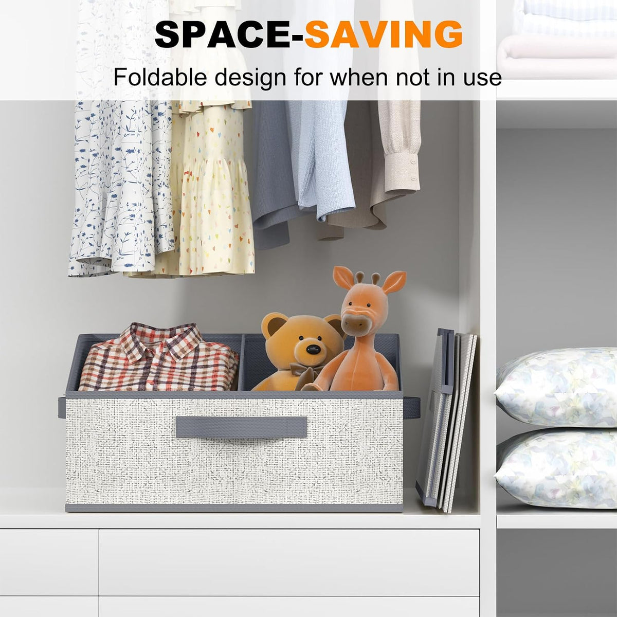 6 Pack Trapezoid Storage Bins,Gray Fabric Shelf Organizers