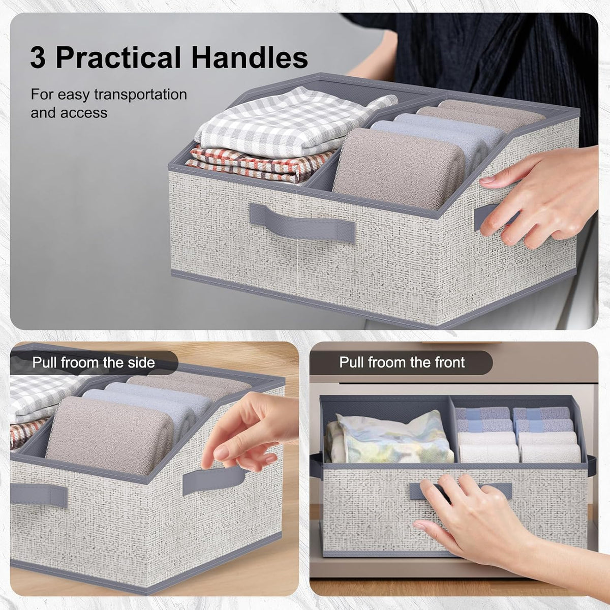 6 Pack Trapezoid Storage Bins,Gray Fabric Shelf Organizers