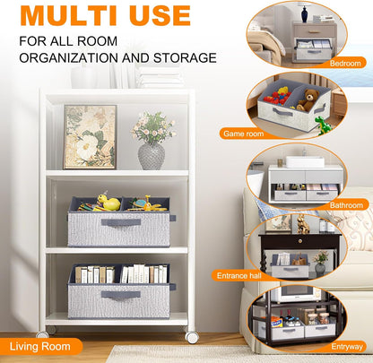 6 Pack Trapezoid Storage Bins,Gray Fabric Shelf Organizers