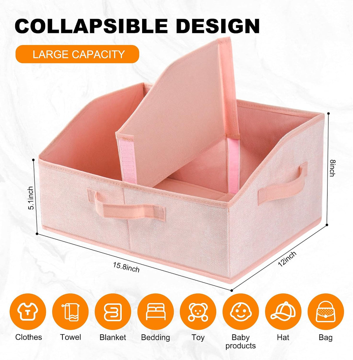 6 Pack Trapezoid Storage Bins,Gray Fabric Shelf Organizers