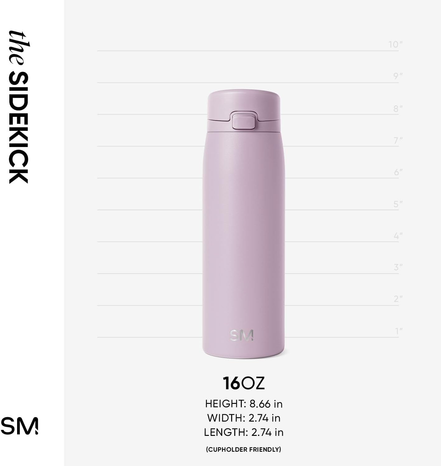Ceramic Lined Insulated Coffee Tumbler | 16oz, Pink | Sidekick Leak-Proof Travel Coffee Mug | Locking Push-Button Flip Lid, Cupholder Friendly, Silicone Base | Velvet Pink