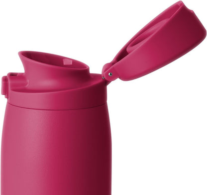 Ceramic Lined Insulated Coffee Tumbler | 16oz, Pink | Sidekick Leak-Proof Travel Coffee Mug | Locking Push-Button Flip Lid, Cupholder Friendly, Silicone Base | Velvet Pink
