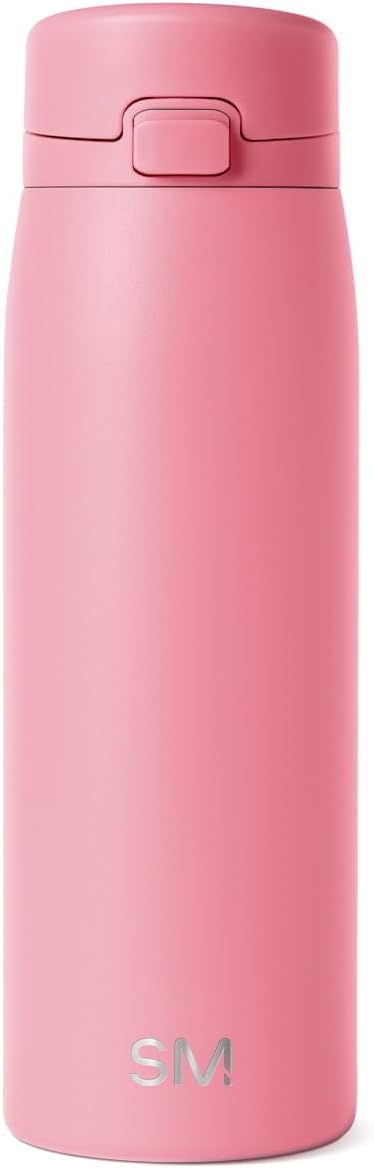 Ceramic Lined Insulated Coffee Tumbler | 16oz, Pink | Sidekick Leak-Proof Travel Coffee Mug | Locking Push-Button Flip Lid, Cupholder Friendly, Silicone Base | Velvet Pink