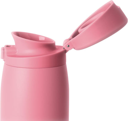 Ceramic Lined Insulated Coffee Tumbler | 16oz, Pink | Sidekick Leak-Proof Travel Coffee Mug | Locking Push-Button Flip Lid, Cupholder Friendly, Silicone Base | Velvet Pink