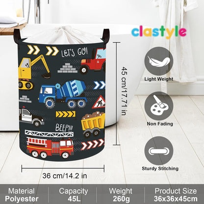 City Car Baby Laundry Hamper Kid Storage Basket Boy Gift Toy Box Collapsible Clothes Organizer Nursery Bin for Bedroom,Fire Truck,40 * 30 * 30 cm