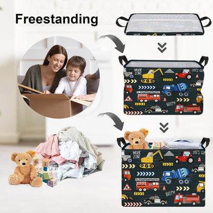 City Car Baby Laundry Hamper Kid Storage Basket Boy Gift Toy Box Collapsible Clothes Organizer Nursery Bin for Bedroom,Fire Truck,40 * 30 * 30 cm