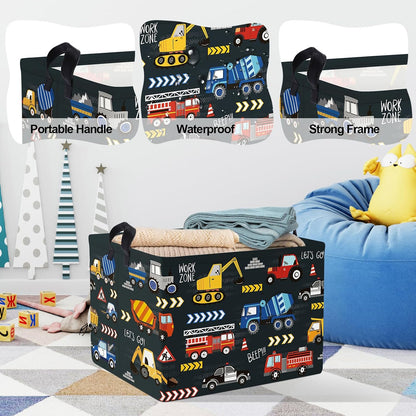 City Car Baby Laundry Hamper Kid Storage Basket Boy Gift Toy Box Collapsible Clothes Organizer Nursery Bin for Bedroom,Fire Truck,40 * 30 * 30 cm