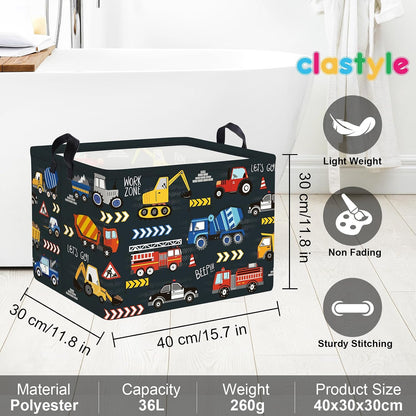 City Car Baby Laundry Hamper Kid Storage Basket Boy Gift Toy Box Collapsible Clothes Organizer Nursery Bin for Bedroom,Fire Truck,40 * 30 * 30 cm