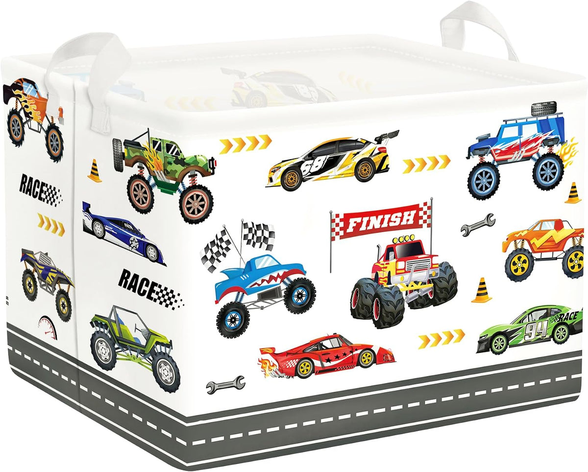 City Car Baby Laundry Hamper Kid Storage Basket Boy Gift Toy Box Collapsible Clothes Organizer Nursery Bin for Bedroom,Fire Truck,40 * 30 * 30 cm