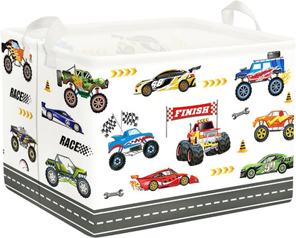 City Car Baby Laundry Hamper Kid Storage Basket Boy Gift Toy Box Collapsible Clothes Organizer Nursery Bin for Bedroom,Fire Truck,40 * 30 * 30 cm