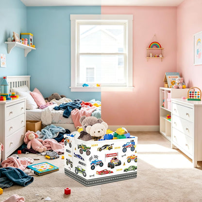 City Car Baby Laundry Hamper Kid Storage Basket Boy Gift Toy Box Collapsible Clothes Organizer Nursery Bin for Bedroom,Fire Truck,40 * 30 * 30 cm