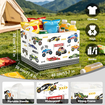 City Car Baby Laundry Hamper Kid Storage Basket Boy Gift Toy Box Collapsible Clothes Organizer Nursery Bin for Bedroom,Fire Truck,40 * 30 * 30 cm