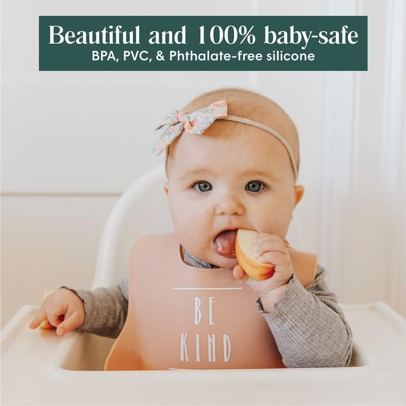 Silicone Baby Bibs with Food Catcher - Adjustable Soft Catch All Bib for Boys & Girls - High Chair Dining Table