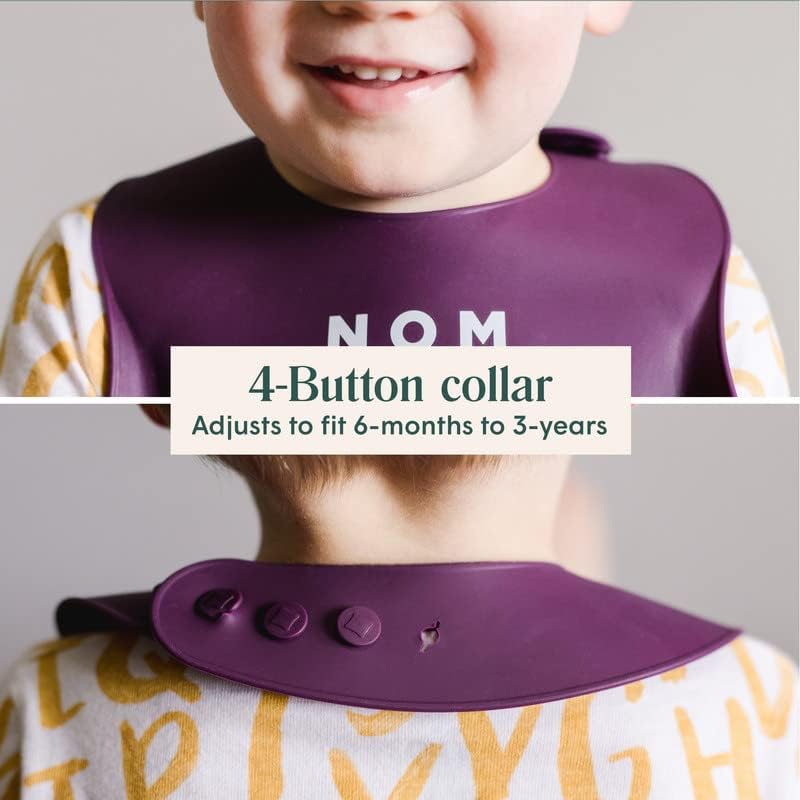 Silicone Baby Bibs with Food Catcher - Adjustable Soft Catch All Bib for Boys & Girls - High Chair Dining Table
