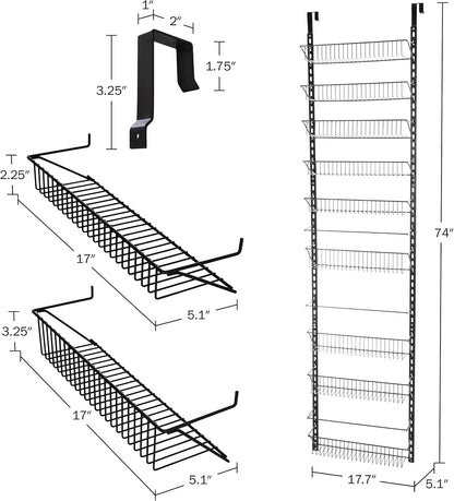Pantry Over The Door Spice and Jar Rack Organizer - Great Storage Space for Cabinets and Kitchen - Wall Mounted 8 Tier Shelves