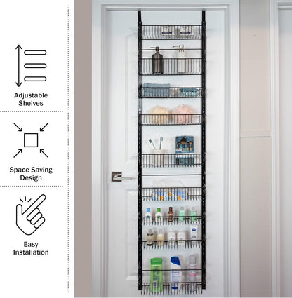 Pantry Over The Door Spice and Jar Rack Organizer - Great Storage Space for Cabinets and Kitchen - Wall Mounted 8 Tier Shelves