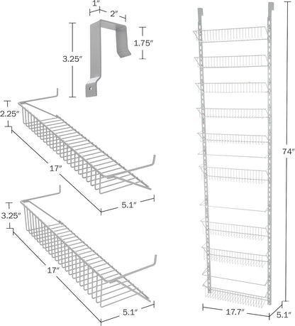 Pantry Over The Door Spice and Jar Rack Organizer - Great Storage Space for Cabinets and Kitchen - Wall Mounted 8 Tier Shelves