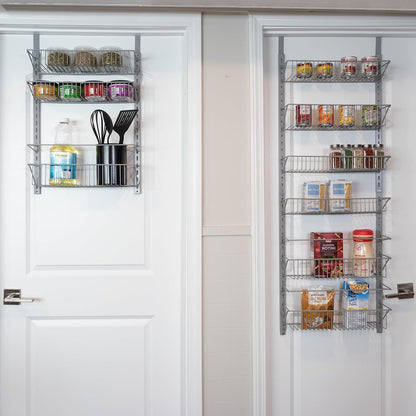 Pantry Over The Door Spice and Jar Rack Organizer - Great Storage Space for Cabinets and Kitchen - Wall Mounted 8 Tier Shelves