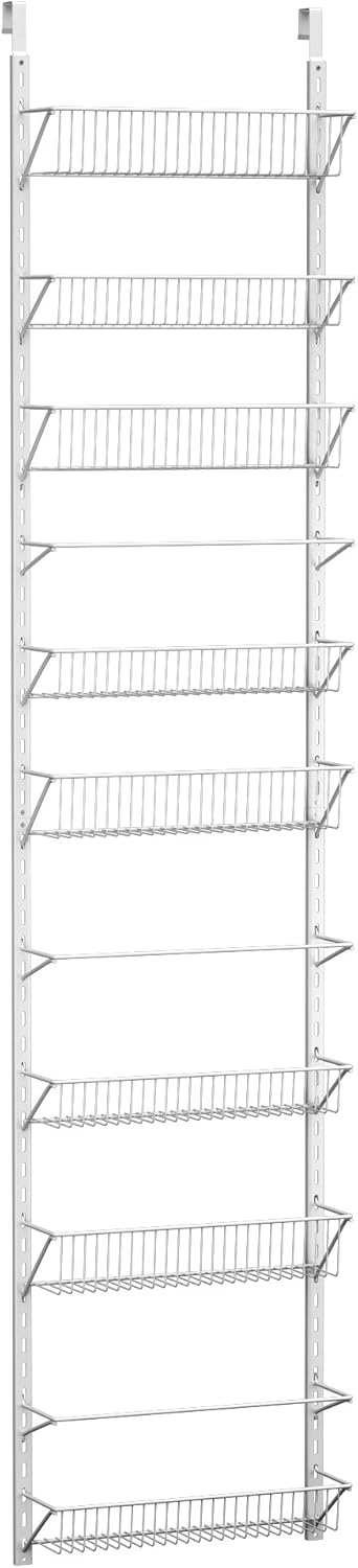 Pantry Over The Door Spice and Jar Rack Organizer - Great Storage Space for Cabinets and Kitchen - Wall Mounted 8 Tier Shelves