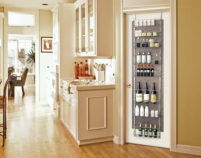 Pantry Over The Door Spice and Jar Rack Organizer - Great Storage Space for Cabinets and Kitchen - Wall Mounted 8 Tier Shelves