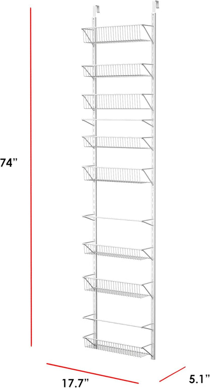 Pantry Over The Door Spice and Jar Rack Organizer - Great Storage Space for Cabinets and Kitchen - Wall Mounted 8 Tier Shelves