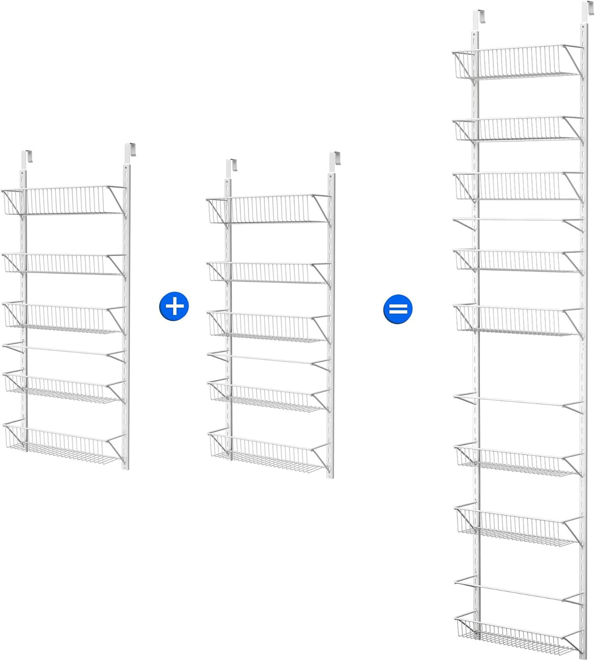 Pantry Over The Door Spice and Jar Rack Organizer - Great Storage Space for Cabinets and Kitchen - Wall Mounted 8 Tier Shelves